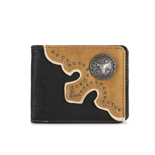 Longhorn Concho Men's Bifold PU Leather Wallet
