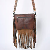 Tooled cowhide crossbody