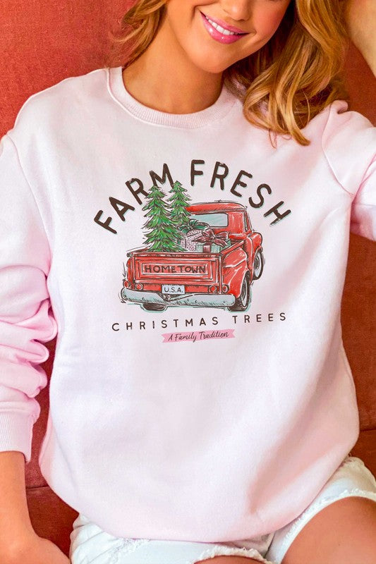 FARM FRESH CHRISTMAS TREES GRAPHIC SWEATSHIRT