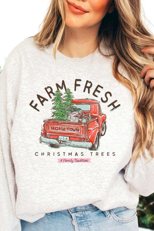 FARM FRESH CHRISTMAS TREES GRAPHIC SWEATSHIRT