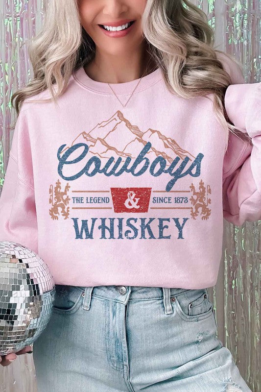 COWBOYS AND WHISKEY WESTERN OVERSIZED SWEATSHIRT