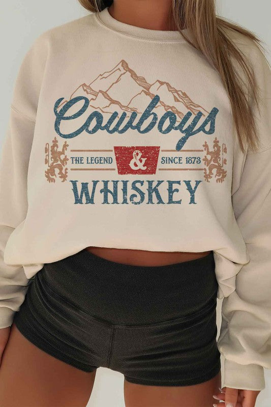 COWBOYS AND WHISKEY WESTERN OVERSIZED SWEATSHIRT