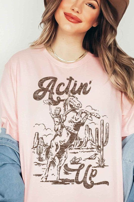 ACTIN UP WESTERN COWGIRL GRAPHIC TEE