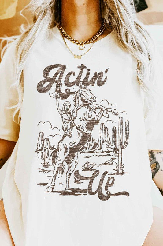 ACTIN UP WESTERN COWGIRL GRAPHIC TEE