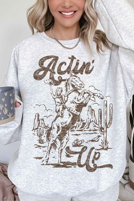 ACTIN UP WESTERN COWGIRL OVERSIZED SWEATSHIRT