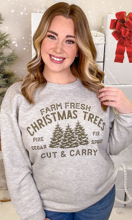 Farm Fresh Christmas Trees Graphic Sweatshirt