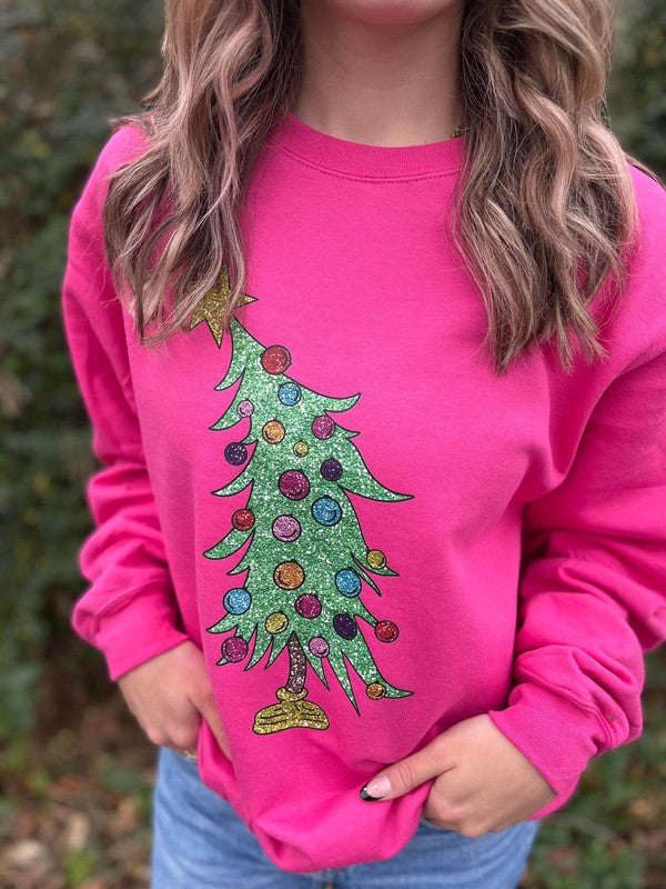 Glitter Tilted Tree Sweatshirt