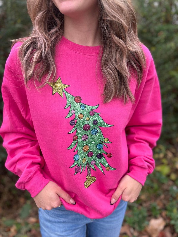 Glitter Tilted Tree Sweatshirt