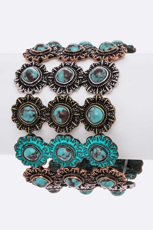 Mix Tone Stone Embellished Western Bracelet