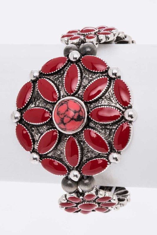 Enamel Flower Western Stretch Bracelet