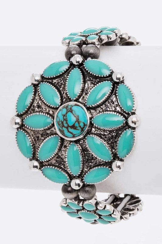 Enamel Flower Western Stretch Bracelet