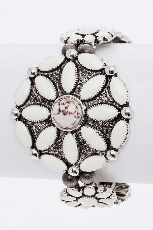 Enamel Flower Western Stretch Bracelet