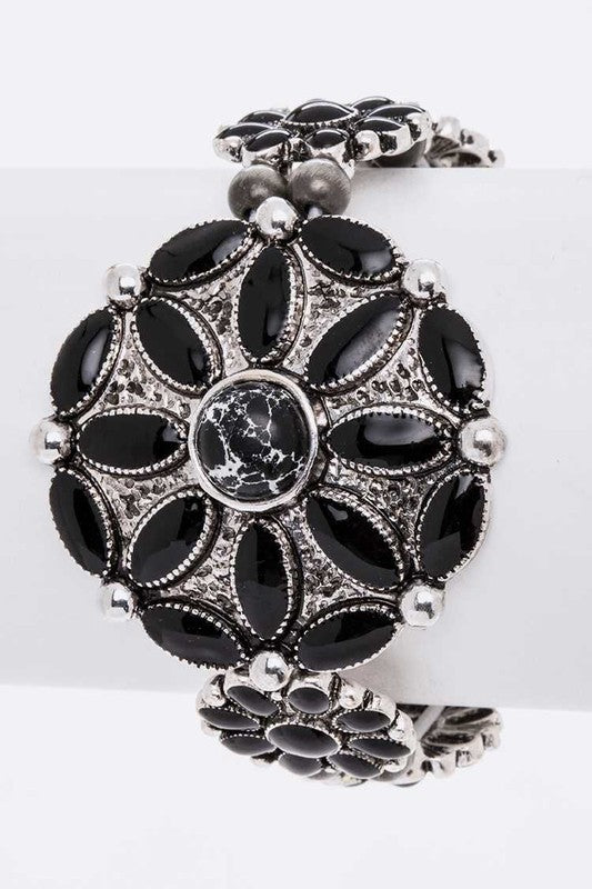 Enamel Flower Western Stretch Bracelet