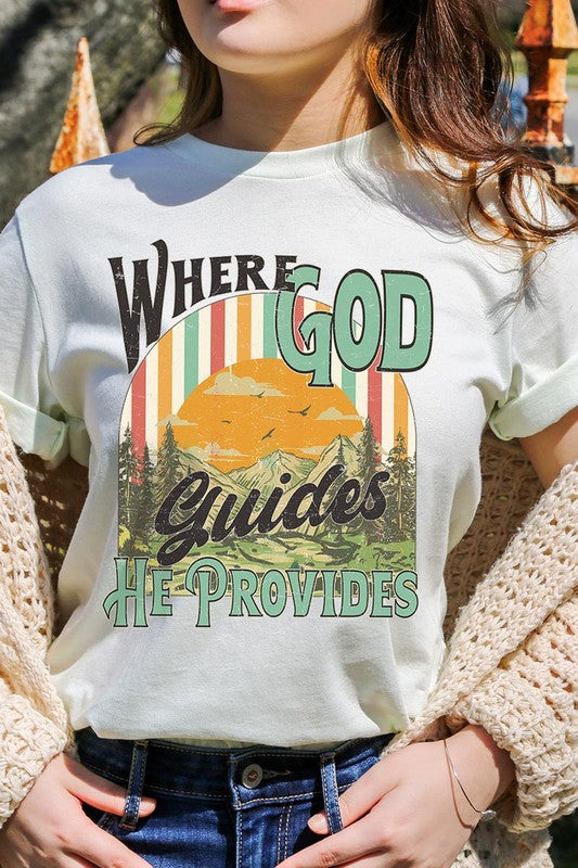 God Guides Provides Christian Graphic T Shirts