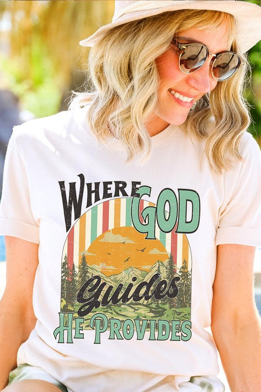 God Guides Provides Christian Graphic T Shirts