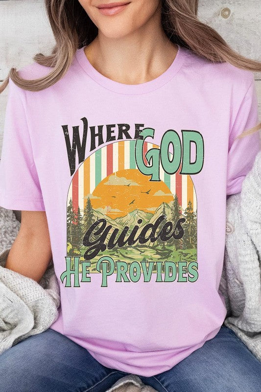 God Guides Provides Christian Graphic T Shirts