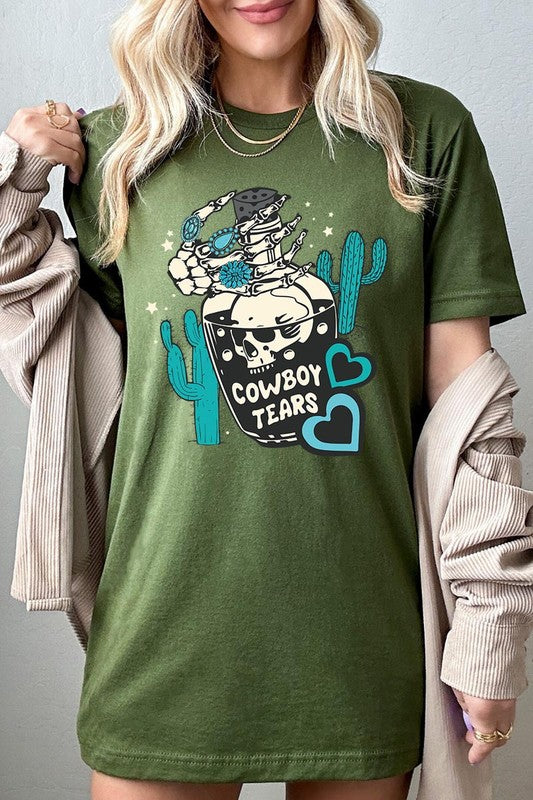 Cowboy Tears Skull Western Graphic T Shirts