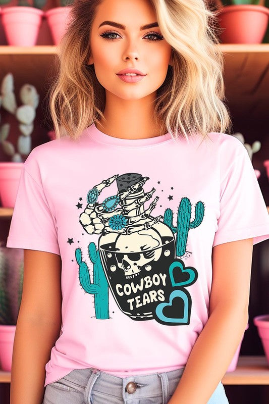 Cowboy Tears Skull Western Graphic T Shirts