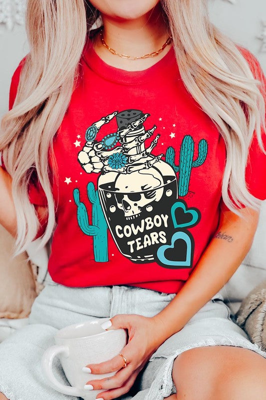 Cowboy Tears Skull Western Graphic T Shirts