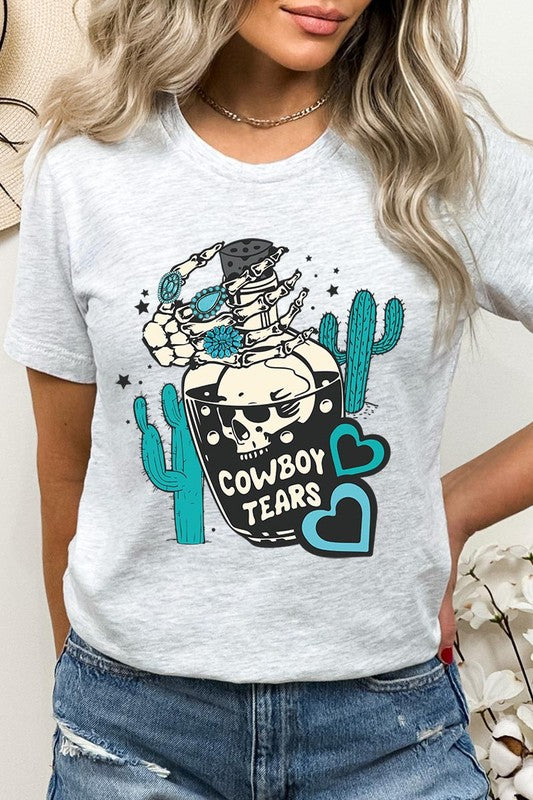 Cowboy Tears Skull Western Graphic T Shirts