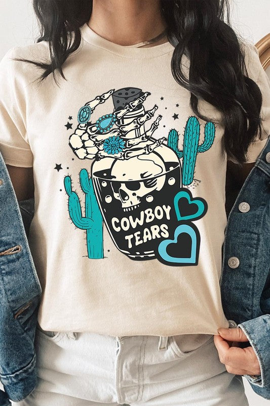 Cowboy Tears Skull Western Graphic T Shirts