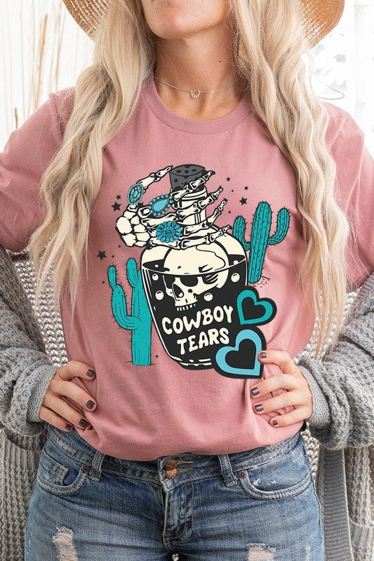 Cowboy Tears Skull Western Graphic T Shirts