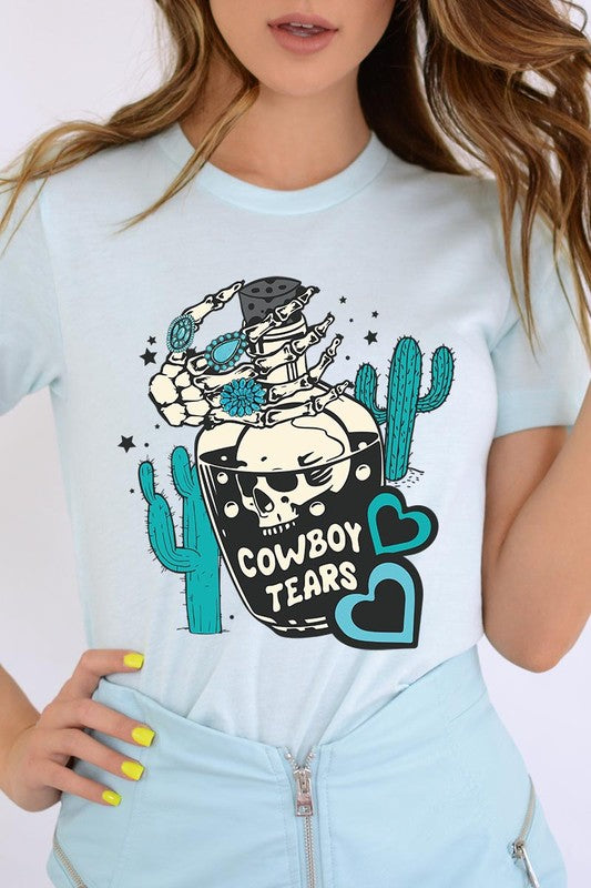 Cowboy Tears Skull Western Graphic T Shirts