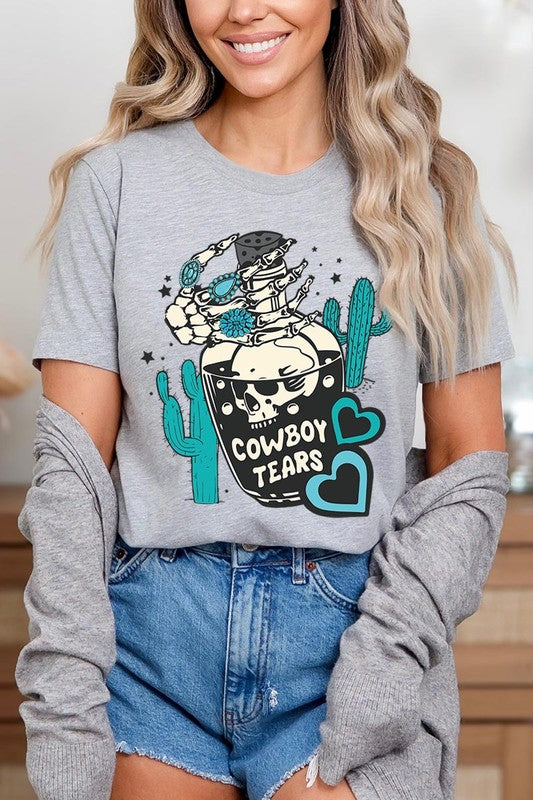 Cowboy Tears Skull Western Graphic T Shirts