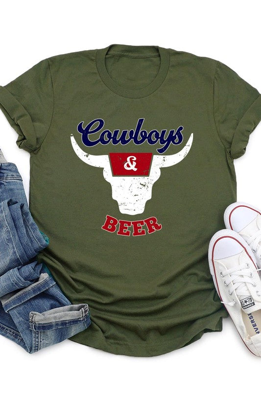 Cowboys & Beer Graphic T Shirts