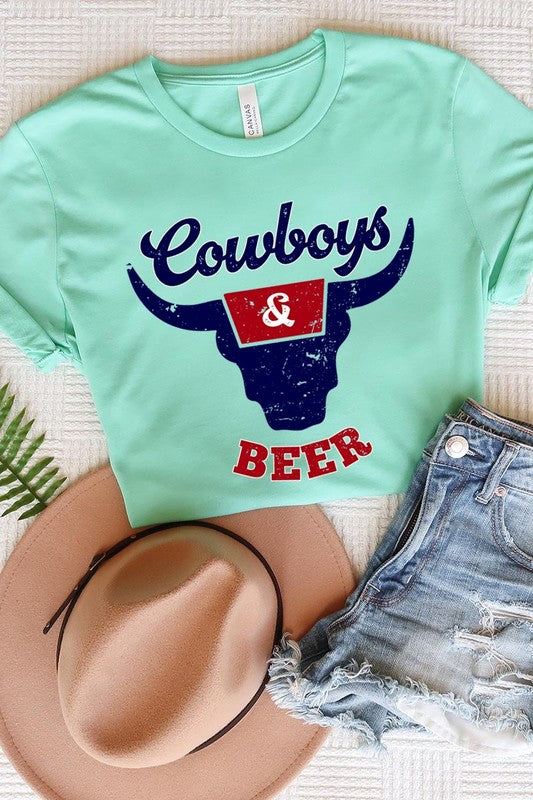 Cowboys & Beer Graphic T Shirts