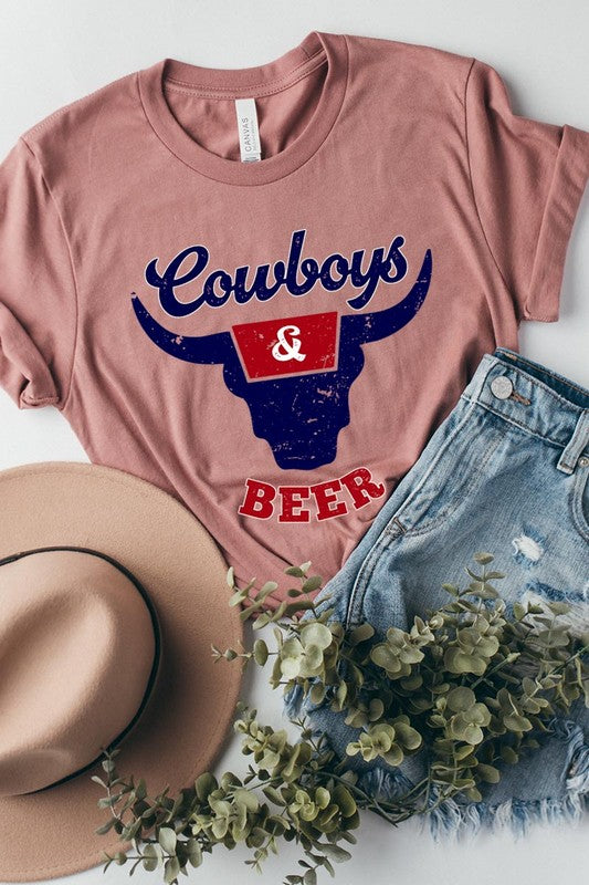 Cowboys & Beer Graphic T Shirts