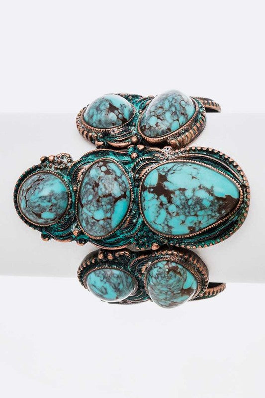 TURQUOISE STONE WESTERN STRETCH BRACELET