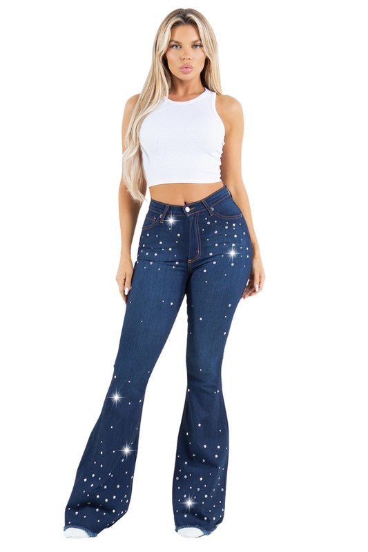 Vegas Glam Bell Bottom Jean in Dark Wash