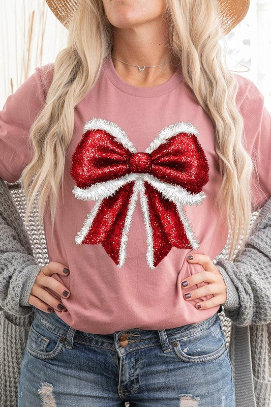 Christmas Santa Bow Graphic Tee