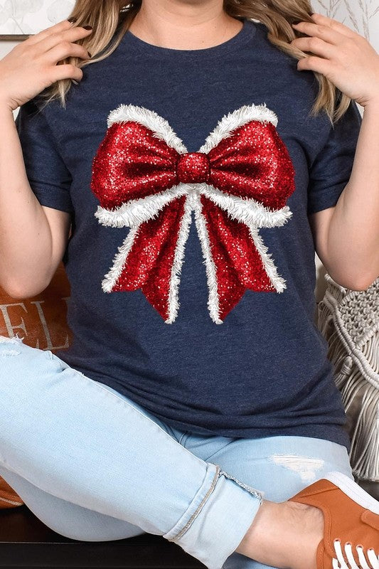 Christmas Santa Bow Graphic Tee