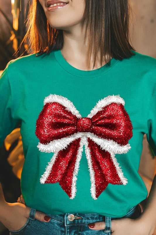 Christmas Santa Bow Graphic Tee