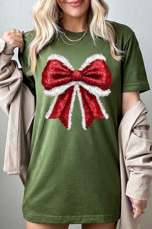 Christmas Santa Bow Graphic Tee