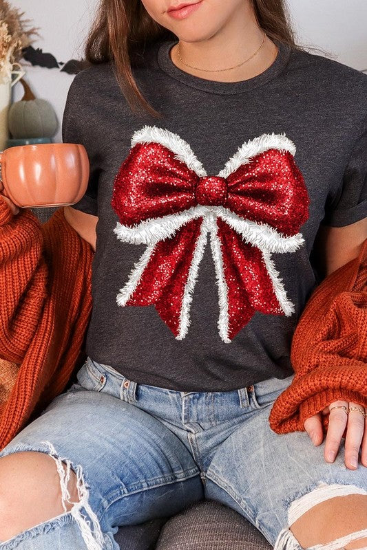 Christmas Santa Bow Graphic Tee