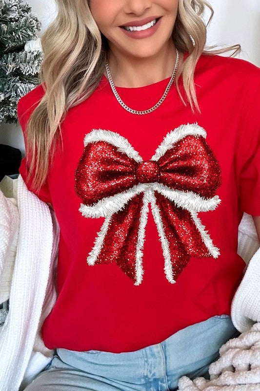 Christmas Santa Bow Graphic Tee