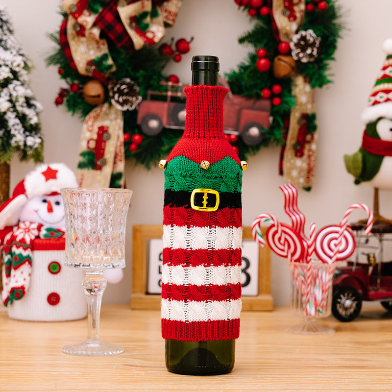 2-Piece Christmas Cable-Knit Wine Bottle Covers