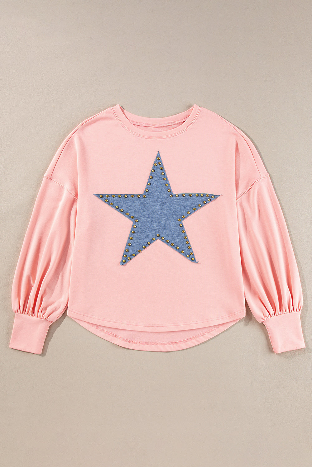 Apricot Studded Star Graphic Oversized Top