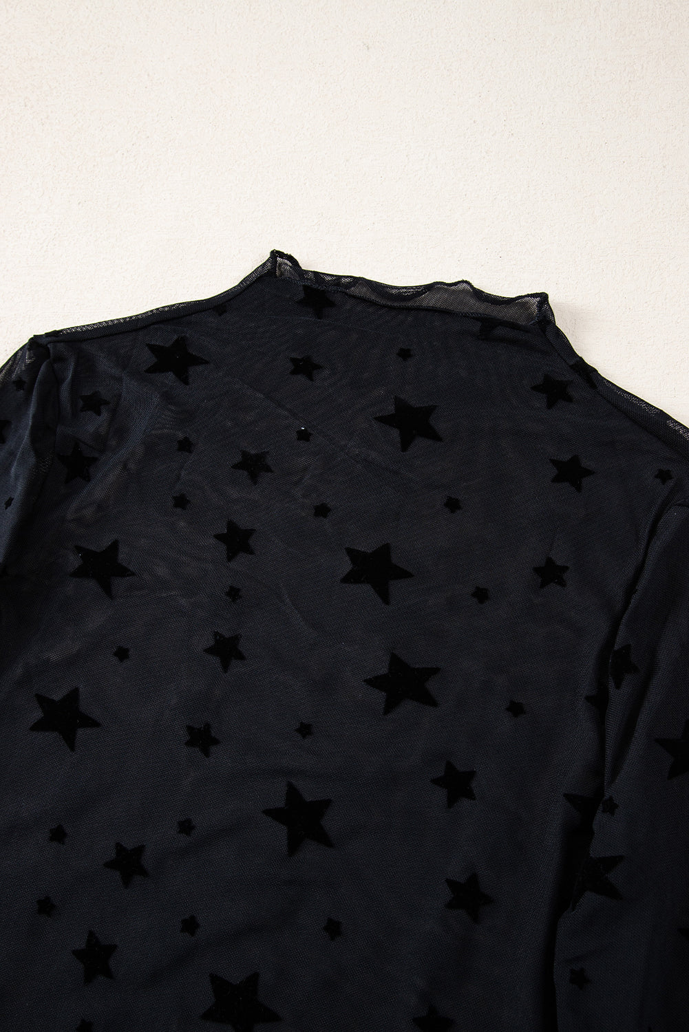 Black Star Embellished Sheer Mesh Top