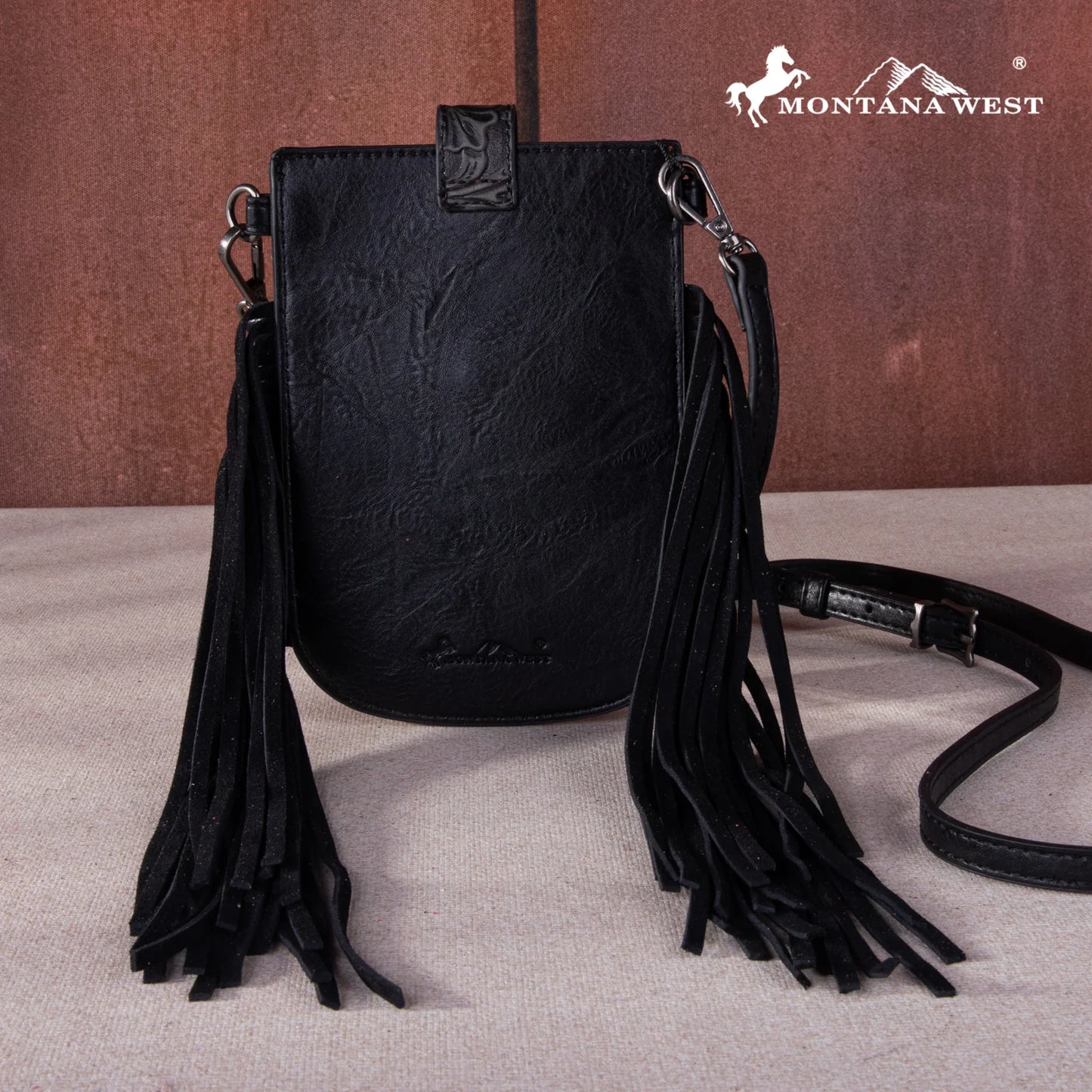 Montana West Hair-On Cowhide Fringe Phone Wallet Crossbody