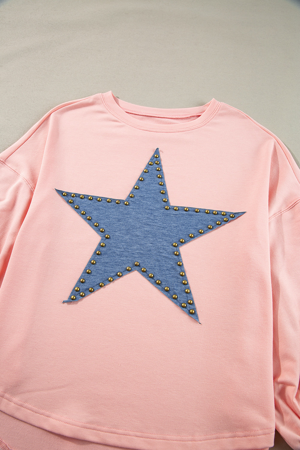 Apricot Studded Star Graphic Oversized Top