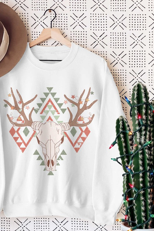 PLUS SIZE - AZTEC CHRISTMAS LONGHORN Sweatshirt