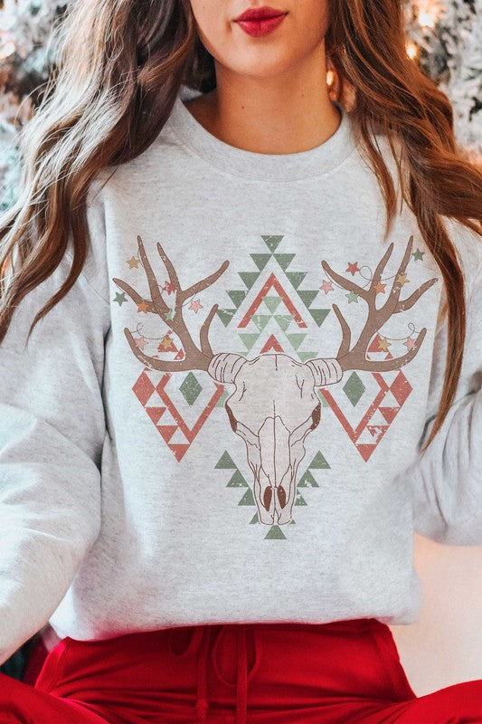 PLUS SIZE - AZTEC CHRISTMAS LONGHORN Sweatshirt