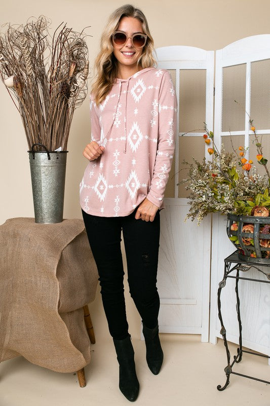 PLUS AZTEC PRINT TERRY SWEATSHIRT