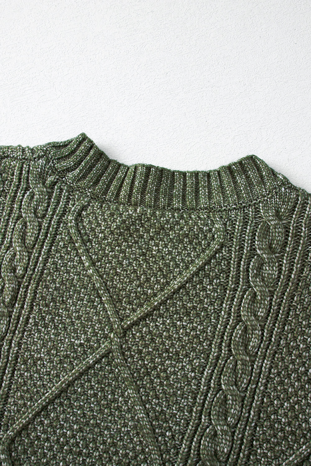 Mist Green Cable Knit Drop Shoulder Loose Fit Sweater Dress