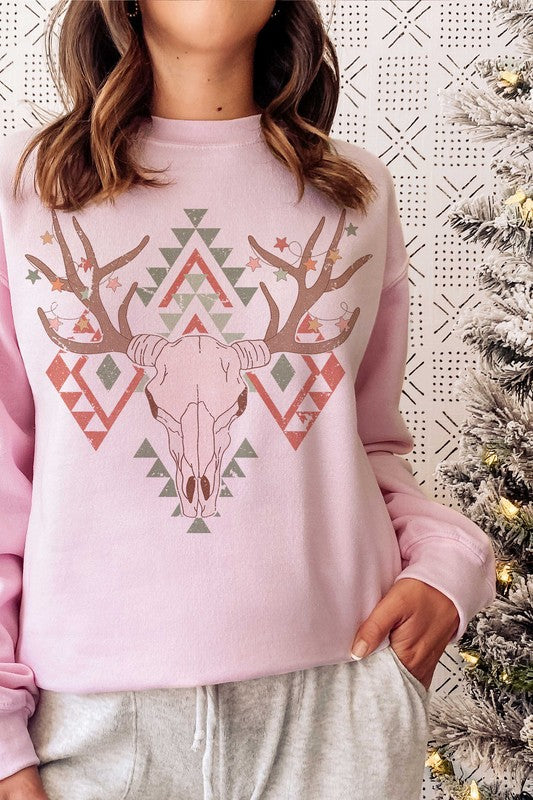 PLUS SIZE - AZTEC CHRISTMAS LONGHORN Sweatshirt