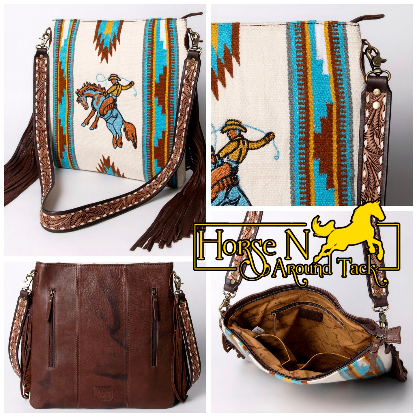 Bucking horse saddle blanket purse